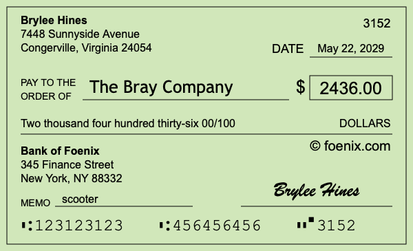 How to write a check for $2,436