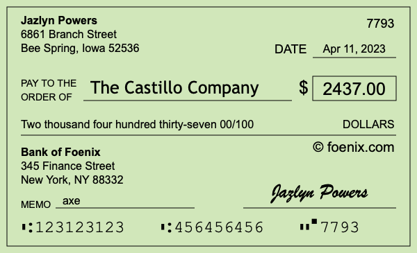 How to write a check for $2,437