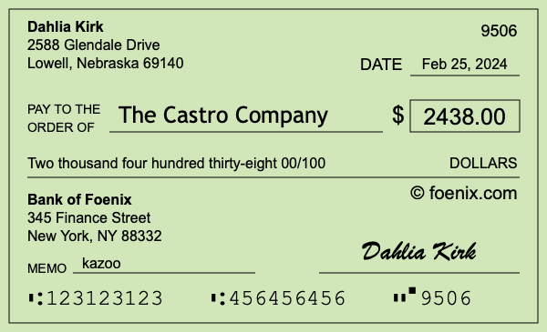 How to write a check for $2,438