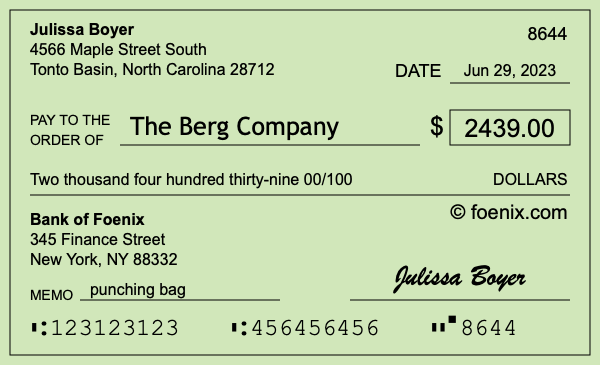 How to write a check for $2,439