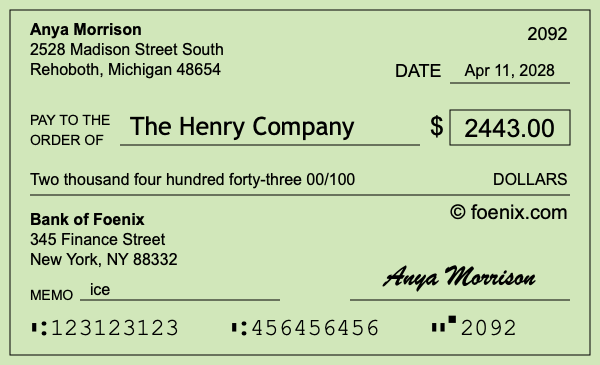 How to write a check for $2,443