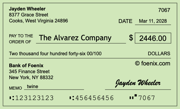 How to write a check for $2,446