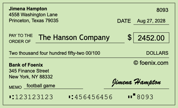 How to write a check for $2,452