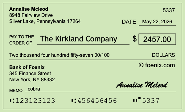How to write a check for $2,457