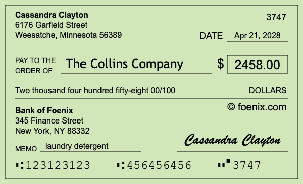 How to write a check for $2,458