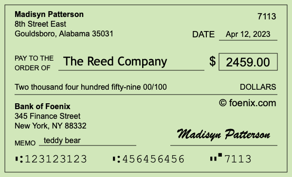 How to write a check for $2,459