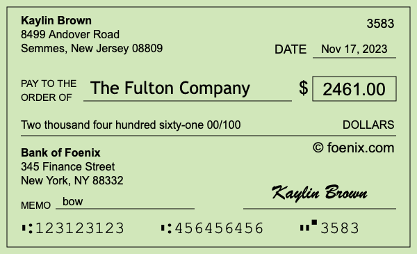 How to write a check for $2,461