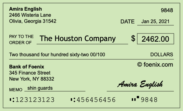 How to write a check for $2,462