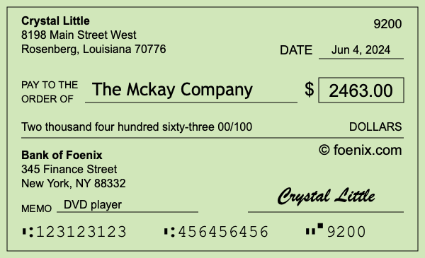 How to write a check for $2,463