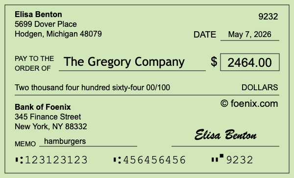 How to write a check for $2,464