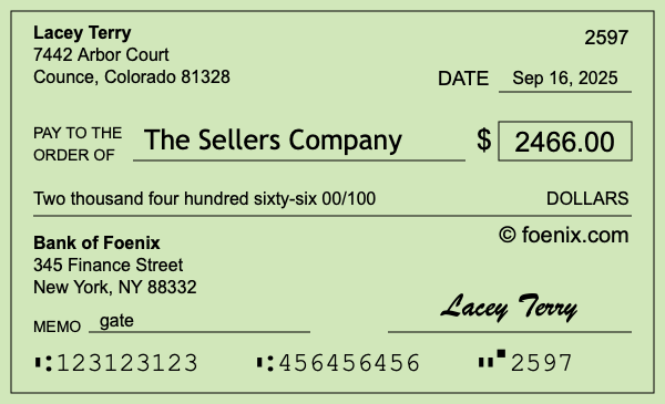 How to write a check for $2,466