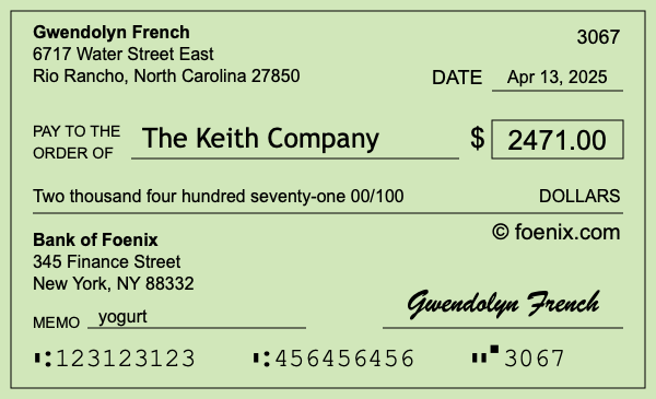 How to write a check for $2,471