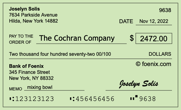 How to write a check for $2,472
