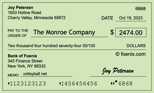 How to write a check for $2,474