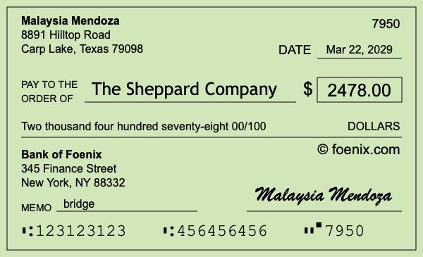 How to write a check for $2,478