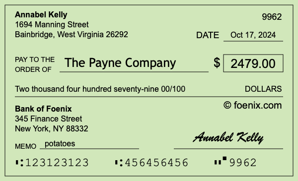 How to write a check for $2,479