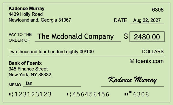 How to write a check for $2,480