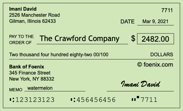How to write a check for $2,482