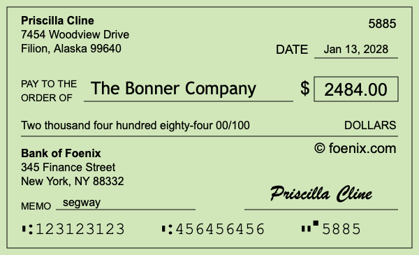 How to write a check for $2,484
