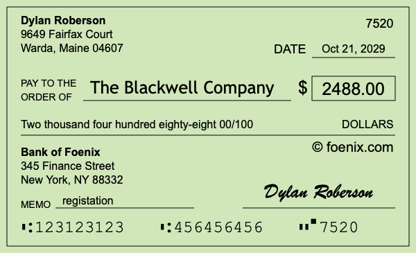 How to write a check for $2,488