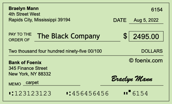 How to write a check for $2,495