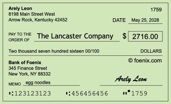 How to write a check for $2,716