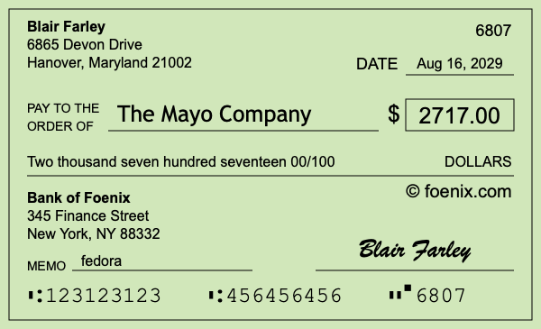 How to write a check for $2,717