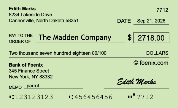 How to write a check for $2,718