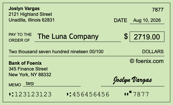How to write a check for $2,719