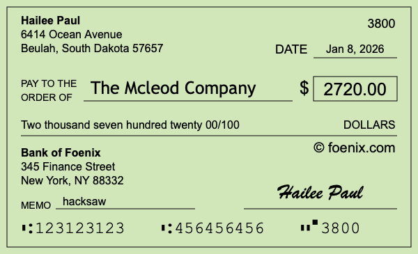 How to write a check for $2,720