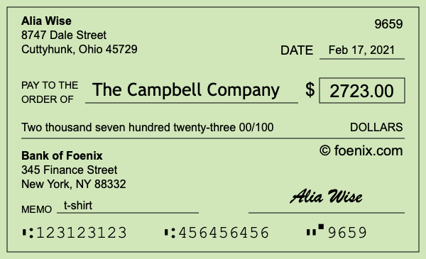 How to write a check for $2,723