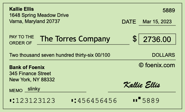 How to write a check for $2,736