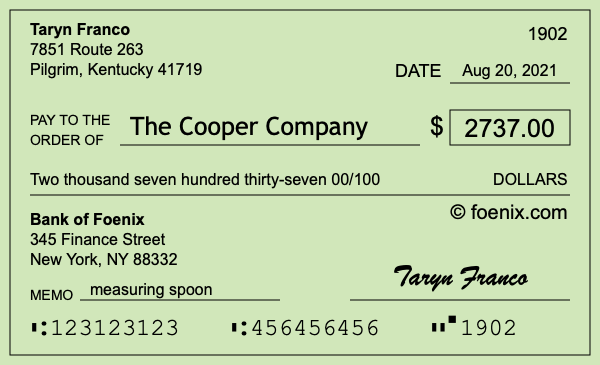 How to write a check for $2,737
