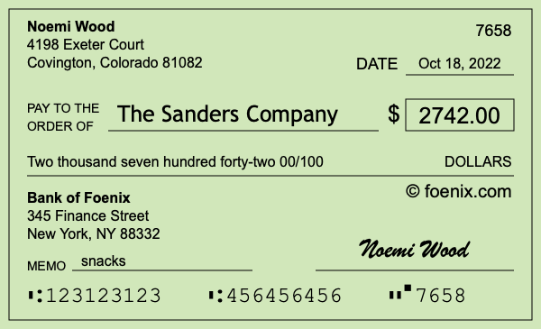 How to write a check for $2,742