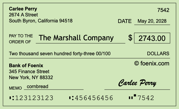 How to write a check for $2,743