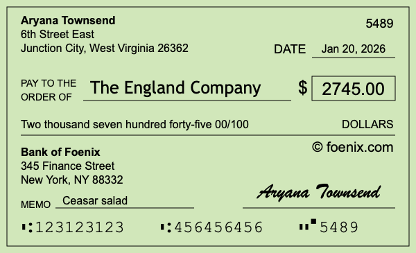 How to write a check for $2,745