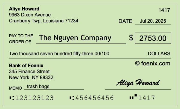 How to write a check for $2,753