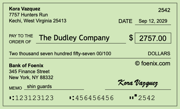 How to write a check for $2,757