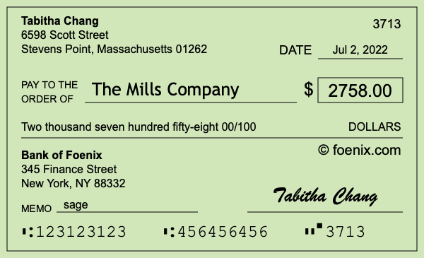How to write a check for $2,758
