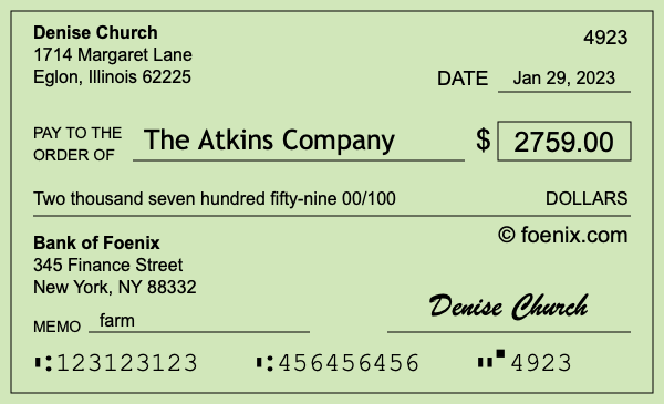 How to write a check for $2,759