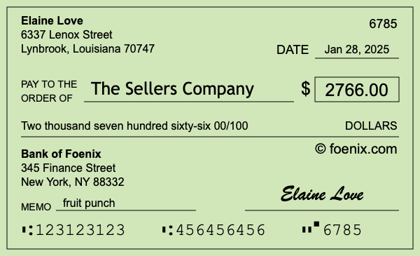 How to write a check for $2,766