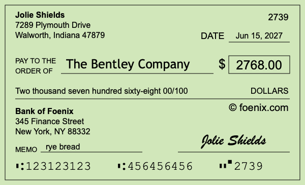 How to write a check for $2,768