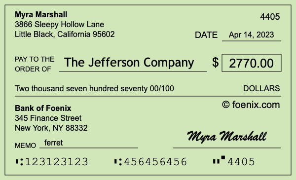 How to write a check for $2,770
