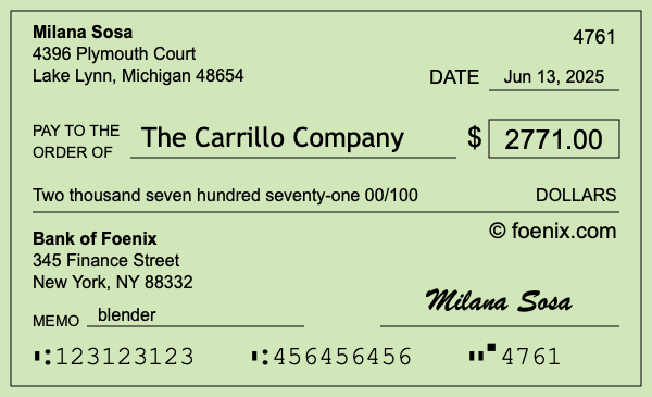 How to write a check for $2,771