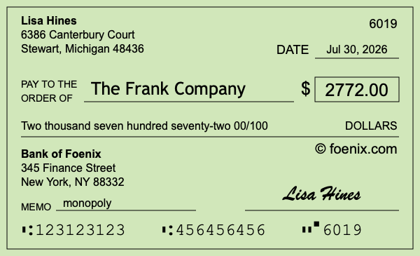 How to write a check for $2,772