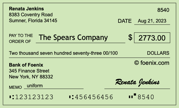 How to write a check for $2,773