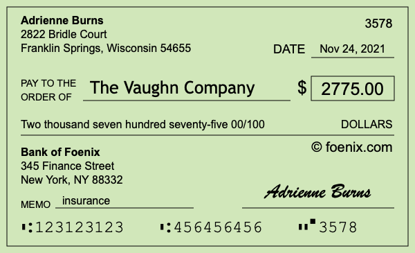 How to write a check for $2,775
