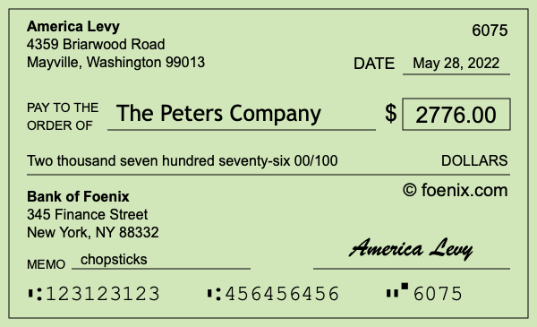 How to write a check for $2,776