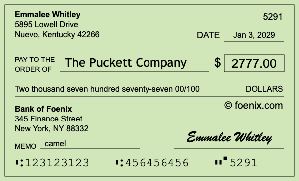 How to write a check for $2,777