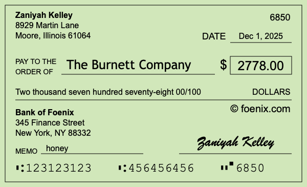 How to write a check for $2,778